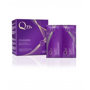 Q77+ COLÁGENO | Comprimidos de Colágeno con Magnesio, Ácido Hialurónico, Zinc, Factor 77 y Vitaminas A, C y K | Suplemento Nutricional Antienvejecimiento | Antiarrugas | 24 Sobres de 11 gr