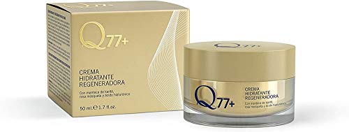 Q77+ Crema hidratante regeneradora facial | Con Ácido Hialurónico, Manteca de Carité y Aceite Rosa de Mosqueta | 50 ml
