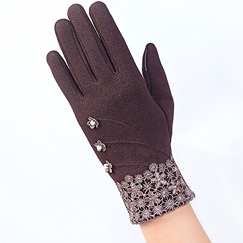 Q_STZP Guante Guantes mitón Guantes cálidos Espacio Libre Pantalla táctil Hembra Deportes al Aire Libre Bicicleta manejando Guantes cálidos de Invierno para no Caer, marrón 016d, Talla única