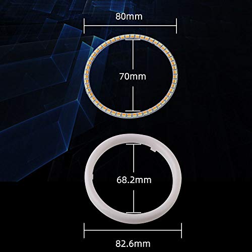 Qasim 1 par de LED Angel Eyes 80MM Ojos de Ángel Motocicleta Coche Halo Anillos 4014 102SMD Blanco + Ámbar Switchback para DRL Faro Luz Antiniebla Diurna DC12V