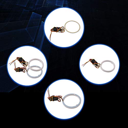 Qasim 1 par de LED Angel Eyes 80MM Ojos de Ángel Motocicleta Coche Halo Anillos 4014 102SMD Blanco + Ámbar Switchback para DRL Faro Luz Antiniebla Diurna DC12V