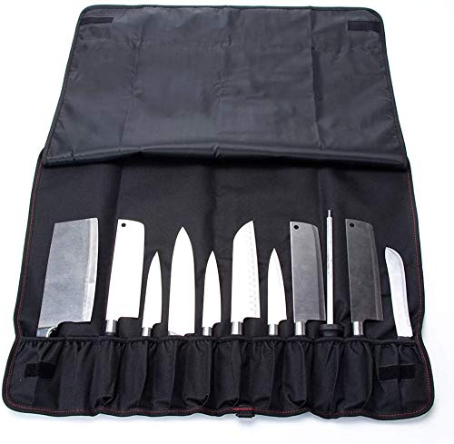 qees cuchillo de chef, 18 "gran capacidad resistente funda de estuche de cuchillos cuchillo de chef caso portátil de 12 cuchillos/herramienta rollo bolsa con asa, correa de hombro DD10