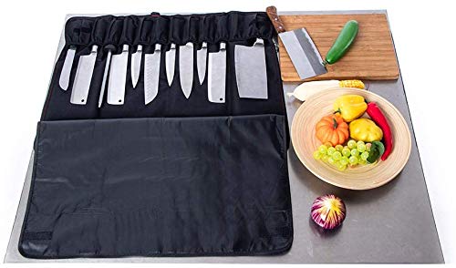 qees cuchillo de chef, 18 "gran capacidad resistente funda de estuche de cuchillos cuchillo de chef caso portátil de 12 cuchillos/herramienta rollo bolsa con asa, correa de hombro DD10