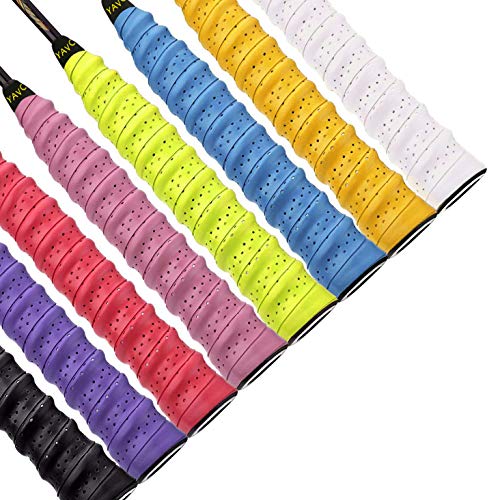 QH-Shop Mangos de Raquetas de Tennis Badminton Anti Slip Perforado Absorbente Sobregrip Grip Multicolor 8 Paquete