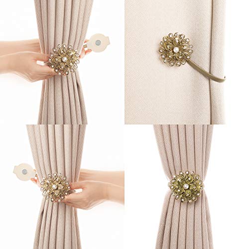 QIQIHOMEONLINE - Cortina magnética de cristal grande para alzapaños y cortinas de flores (1 unidad) (bronce L)