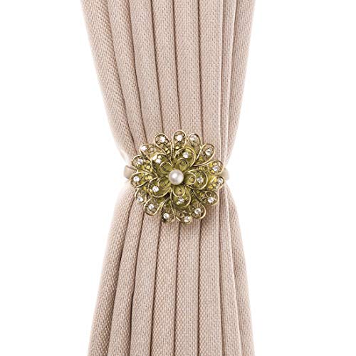 QIQIHOMEONLINE - Cortina magnética de cristal grande para alzapaños y cortinas de flores (1 unidad) (bronce L)