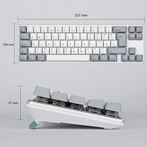 Qisan Teclado mecánico para Juegos Teclas PBT 69 Teclas Gateron Brown Switch White Retroiluminado Reino Unido Diseño Teclado para Juegos-Blanco Gris Combo