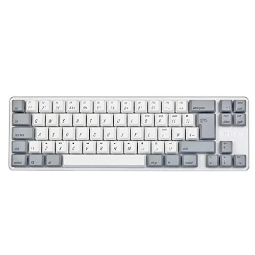 Qisan Teclado mecánico para Juegos Teclas PBT 69 Teclas Gateron Brown Switch White Retroiluminado Reino Unido Diseño Teclado para Juegos-Blanco Gris Combo