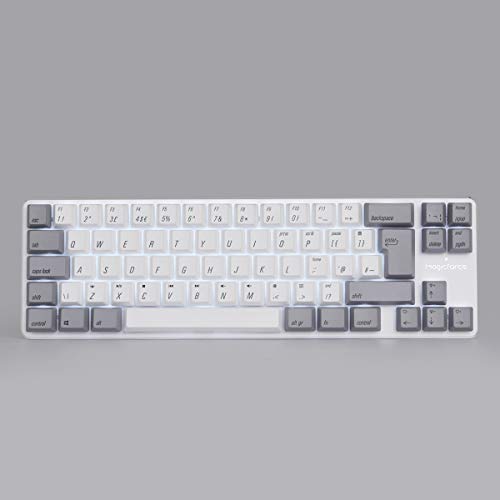 Qisan Teclado mecánico para Juegos Teclas PBT 69 Teclas Gateron Brown Switch White Retroiluminado Reino Unido Diseño Teclado para Juegos-Blanco Gris Combo