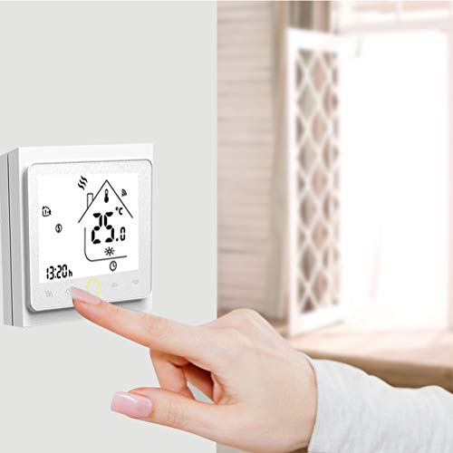 Qiumi Termostato Wifi para calefacción individual de calderas de gas/agua funciona con Amazon Alexa, Google Home IFTTT, Contacto seco, 5A 95~240V AC