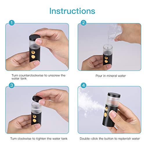 QKURT Botella de Spray Fino,USB Nano Atomización Mist Sprayer Vapor facial Nano Mister Spray de hidratación para uso diario Maquillaje Misture Skin- USB recargable portátil