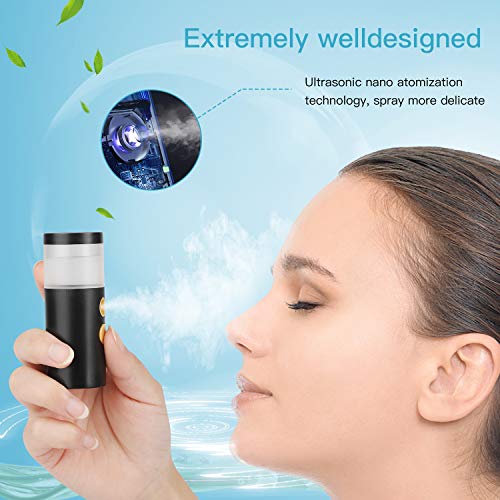 QKURT Botella de Spray Fino,USB Nano Atomización Mist Sprayer Vapor facial Nano Mister Spray de hidratación para uso diario Maquillaje Misture Skin- USB recargable portátil