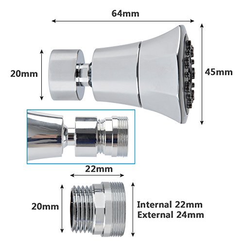 QLOUNI Ahorra Agua Aireador Desmontable para Grifos de Cocina - Exterior Macho de 24 mm y Rosca Interior Hembra de 22 mm Girar de 360 Grados con 2 Tipos de Tipos de Chorro