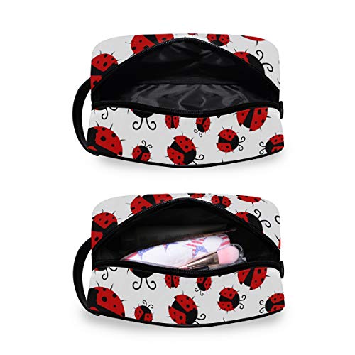 QMIN - Neceser portátil con diseño de Mariquita y Animales, Bolsa de Viaje multifunción, Bolsa de Maquillaje, Bolsa de Almacenamiento para niños, niñas, Mujeres, Hombres