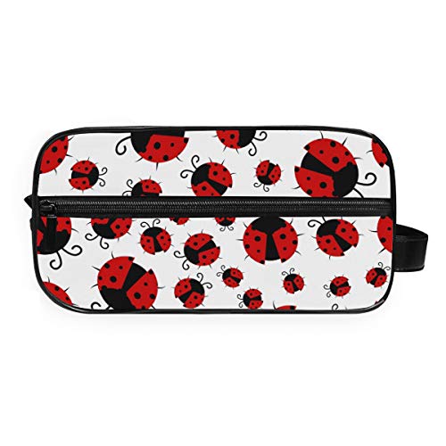 QMIN - Neceser portátil con diseño de Mariquita y Animales, Bolsa de Viaje multifunción, Bolsa de Maquillaje, Bolsa de Almacenamiento para niños, niñas, Mujeres, Hombres