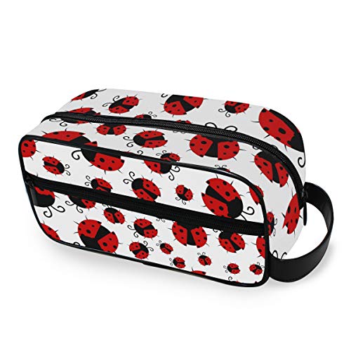 QMIN - Neceser portátil con diseño de Mariquita y Animales, Bolsa de Viaje multifunción, Bolsa de Maquillaje, Bolsa de Almacenamiento para niños, niñas, Mujeres, Hombres