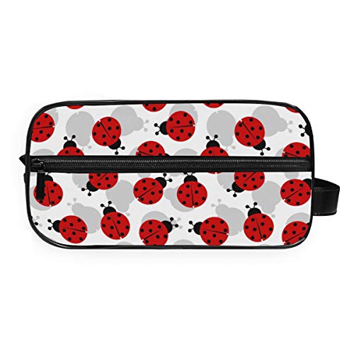 QMIN - Neceser portátil con Estampado de Mariquita, Bolsa de Viaje, multifunción, Bolsa de Maquillaje, Bolsa de Almacenamiento para niños, niñas, Mujeres, Hombres