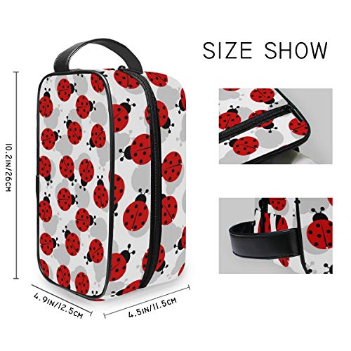 QMIN - Neceser portátil con Estampado de Mariquita, Bolsa de Viaje, multifunción, Bolsa de Maquillaje, Bolsa de Almacenamiento para niños, niñas, Mujeres, Hombres