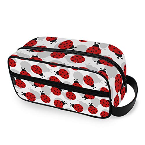 QMIN - Neceser portátil con Estampado de Mariquita, Bolsa de Viaje, multifunción, Bolsa de Maquillaje, Bolsa de Almacenamiento para niños, niñas, Mujeres, Hombres