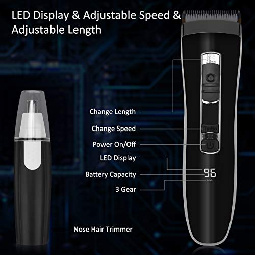 Qomolo Cortapelos Profesional Hombre, USB Recargable Maquina de Cortar Pelo Cortadora de Pelo Barbero Electric para Uso Doméstico, Recortador Pelo Kit con Cuchillas de Acero Inoxidable