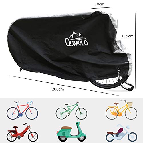 Qomolo Funda para Bicicleta Impermeable,Funda de Proteccion Bicicleta Exterior A Prueba de Polvo, Anti-UV Cubierta Bici Protector al Aire Libre para Bicicleta de Montaña y Carretera,200x75x115cm