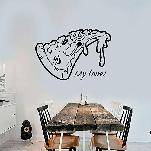 QQCYWZK Pizza Pizzería Logotipo Letrero Comida Restaurante Pegatinas Vinilo Arte Tatuajes de Pared Decoración del hogar Cocina Mural Remo 62x42cm
