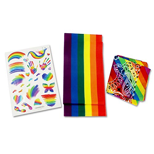 QSUM Gay Pride Accesorios Set - Rainbow Sash & Tatuajes Temporales & para Mujer y Hombre - LGBT Festival Supplies
