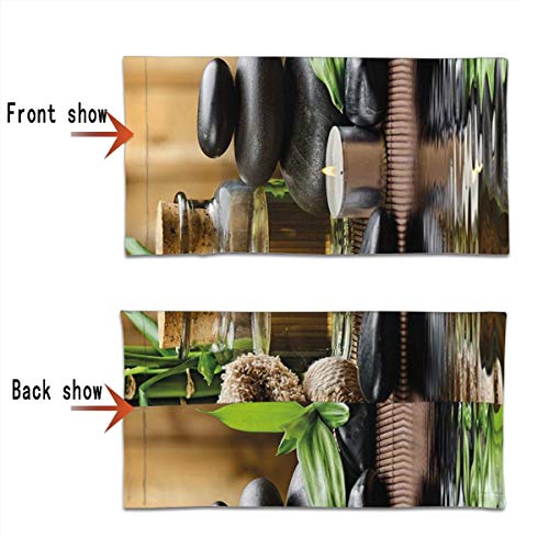 Q&SZ Sweatshirt Outdoor Headband SPA Decor Asian Zen Massage Stone Triplets with Herbal Oil and Scent Candles Es Sand Brown Green Scarf Neck Gaiter Face Bandana Scarf Head Scarf