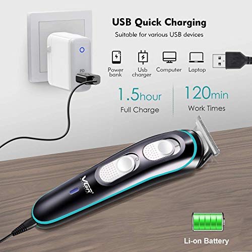 QueenDer Cortapelos Hombre, Cortapelos Electrico Profesional Barbero Máquina Cortar de Pelo Recargable Multifuncional Recortadora con 4 Peines de Guía(3/6/9/12mm) y Cable de Carga USB por la Familia