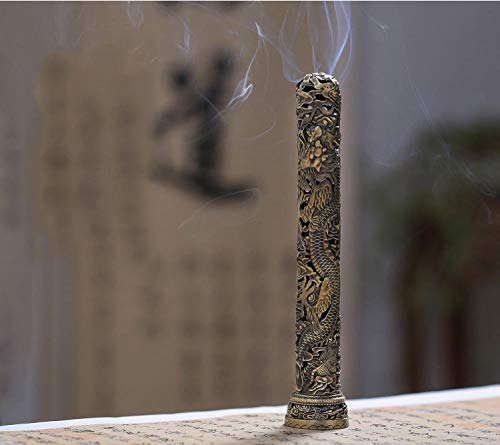 Quemador de incienso sándalo línea de incienso incienso aromaterapia horno de incienso incienso vertical palo 镂 dragón de color bronce y fénix Chengxiang hogar ceremonia de té en el interior qu