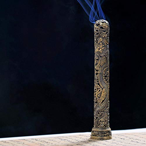 Quemador de incienso sándalo línea de incienso incienso aromaterapia horno de incienso incienso vertical palo 镂 dragón de color bronce y fénix Chengxiang hogar ceremonia de té en el interior qu
