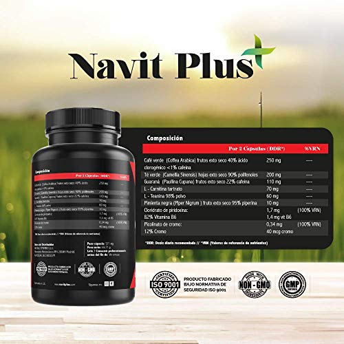 Quemagrasas potente para adelgazar.Suplemento deportivo para adelgazar Fat Burner de Navit Plus EXTREME. Termogénico potente, quema grasas natural. Nº1 en Quemagrasas deportivo.120 cápsulas vegetales.