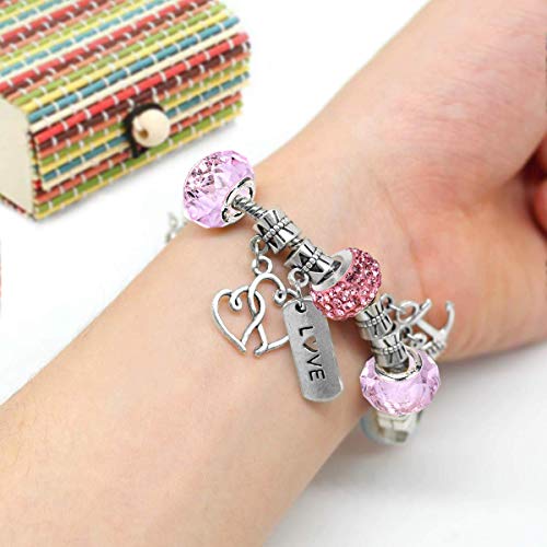 Queta 3Pcs Pulsera de Plata Pulsera para niña Kit de fabricación de Joyas para niña con Cuentas Juego de Regalo para niña 8-12 años