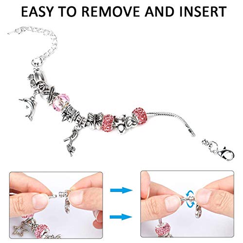 Queta 3Pcs Pulsera de Plata Pulsera para niña Kit de fabricación de Joyas para niña con Cuentas Juego de Regalo para niña 8-12 años