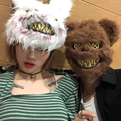 Queta Halloween Máscara Conejo LED, Máscara Sangrienta Monstér Máscara Terror para Halloween Carnival Fiestas Disfraces