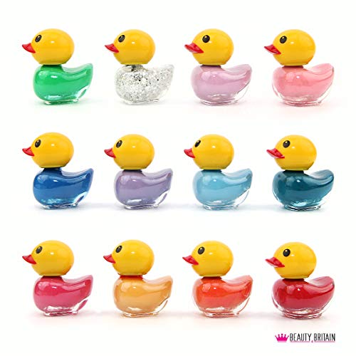 Quick Quakers 12 Pato Juego de esmalte de uñas & pegatinas de uñas 12 colores diferentes a base de agua Pelable