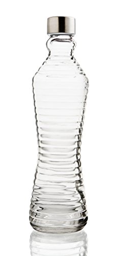 Quid Botella 1L con Tapa Line Transp, 1 Liter, Vidrio, Transparente