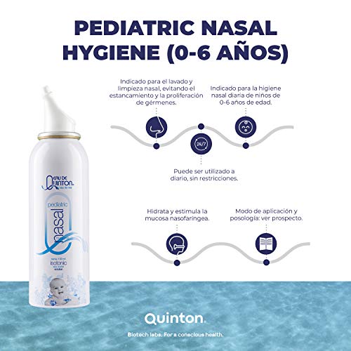 Quinton Pediatric Nasal Hygiene | Spray Nasal Agua de Mar Infantil 100 ml | Higiene Nasal Diaria para Bebés y Niños | Prevención y tratamiento de congestiones nasales, rinitis alérgicas y sequedad