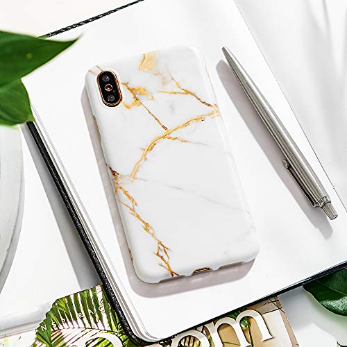 Qult Carcasa para Móvil Compatible con iPhone 8 iPhone 7 Funda marmol Blanco Silicona Flexible Bumper Teléfono Caso para iPhone 7/8 Marble White