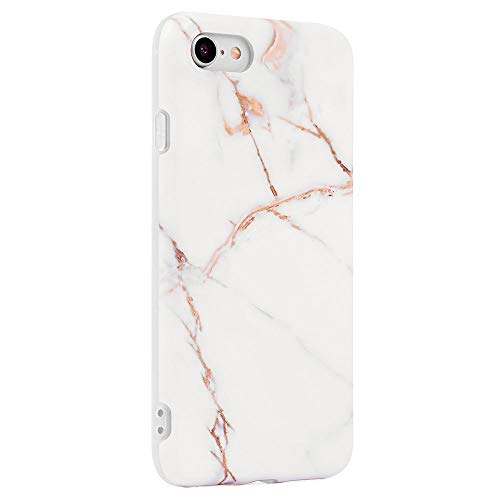 Qult Carcasa para Móvil Compatible con iPhone 8 iPhone 7 Funda marmol Blanco Silicona Flexible Bumper Teléfono Caso para iPhone 7/8 Marble White