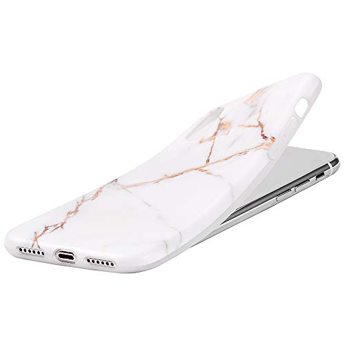 Qult Carcasa para Móvil Compatible con iPhone 8 Plus iPhone 7 Plus Funda marmol Blanco Silicona Flexible Bumper Teléfono Caso iPhone 7/8 Plus Marble White