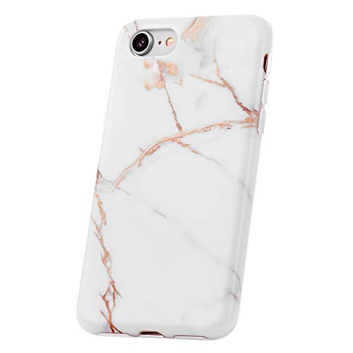 Qult Carcasa para Móvil Compatible con iPhone 8 Plus iPhone 7 Plus Funda marmol Blanco Silicona Flexible Bumper Teléfono Caso iPhone 7/8 Plus Marble White