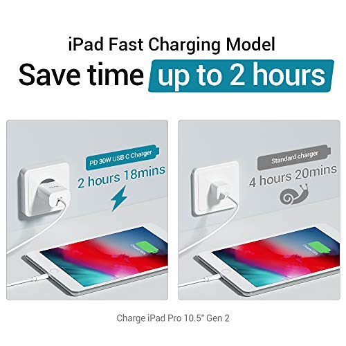 Quntis 30W Cargador Rapido de iPhone iPad+ 2m USB C a Lightning Cable, QC&PD 3.0 Tipo C Adaptador Certificado por MFi para iPhone SE 2020/11/11 Pro/XR/XS/X, iPad Pro