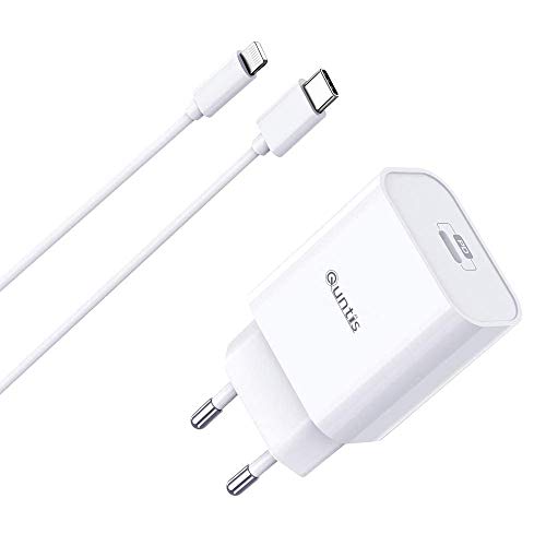 Quntis 30W Cargador Rapido de iPhone iPad+ 2m USB C a Lightning Cable, QC&PD 3.0 Tipo C Adaptador Certificado por MFi para iPhone SE 2020/11/11 Pro/XR/XS/X, iPad Pro