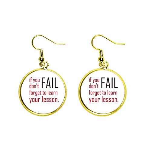 Quote If You Fail Don't Forget To Learn Your Lesson Ear Hang Golden Drop Arete Joyería Mujer