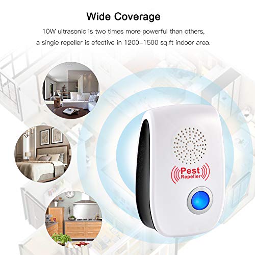 QUTAII Repelente Ultrasónico Mosquitos, 4 Pack Electrónico Repelente Mosquitos Repelente Ultrasónico de Plagas, Control de Plagas para Cucarachas, Mosquitos, Arañas, Moscas, Hormigas, Ratas y Ratones
