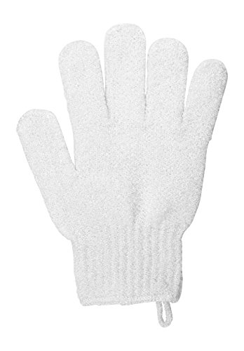 QVS - Guantes exfoliantes para baño, color blanco