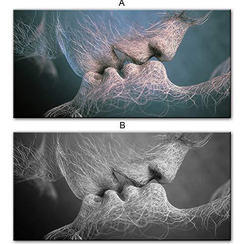 QWESFX Modern Kiss Canvas Art Prints Love Kiss Between Lovers Carteles de Pared Pop Art Canvas Pinturas de Pared para la decoración de la Sala de Estar (Imprimir sin Marco) A3 60x90CM