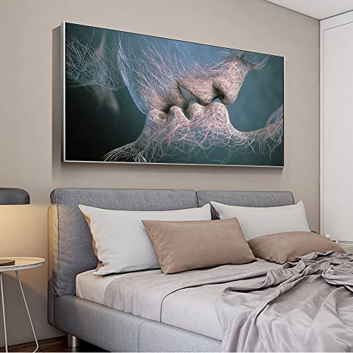 QWESFX Modern Kiss Canvas Art Prints Love Kiss Between Lovers Carteles de Pared Pop Art Canvas Pinturas de Pared para la decoración de la Sala de Estar (Imprimir sin Marco) A3 60x90CM