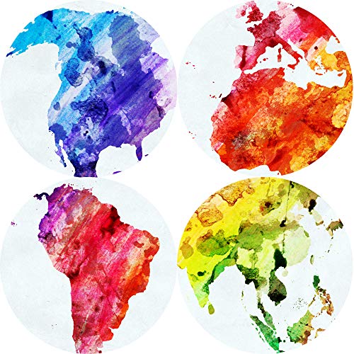 QWESFX - Póster de acuarela con mapa del mundo para habitación de bebé, diseño abstracto de pared, graffiti